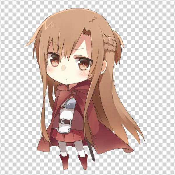 Chibi Anime Girl with Red Cape PNG Transparent