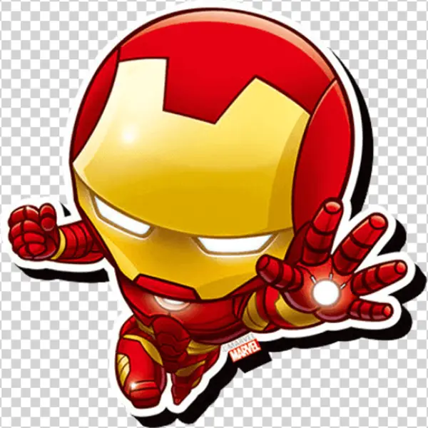 Chibi Iron Man Flying Sticker PNG