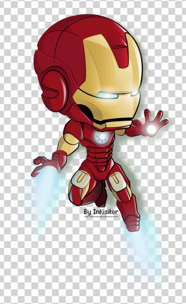Chibi Iron Man Flying PNG Transparent Background