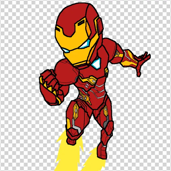 Chibi Iron Man Flying PNG Transparent Background