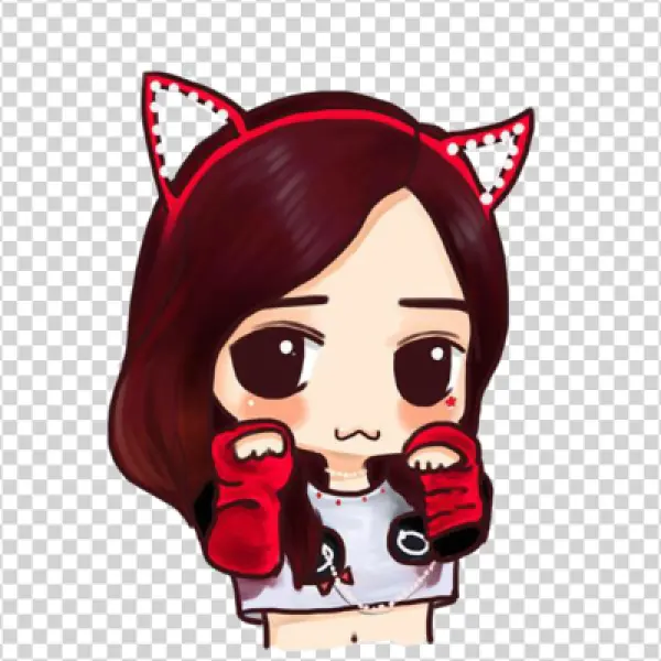 Cute Chibi Girl with Cat Ears PNG