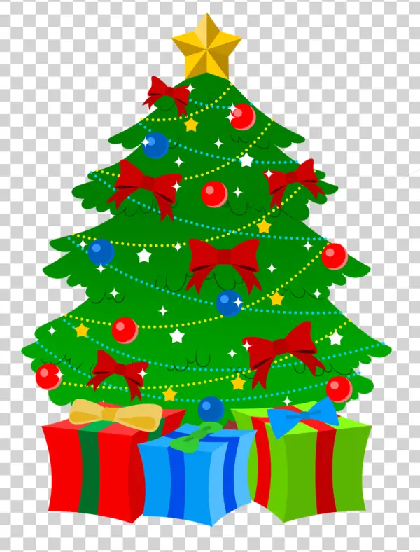 Cartoon Christmas Tree with Gifts PNG