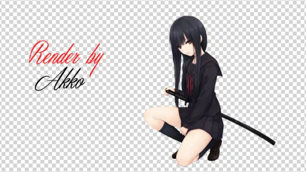 Anime Girl with Katana Transparent PNG