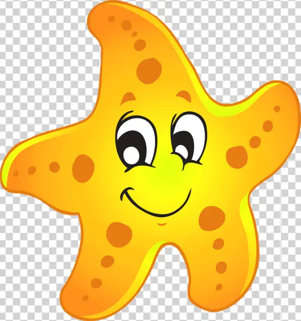 Happy Yellow Cartoon Starfish PNG