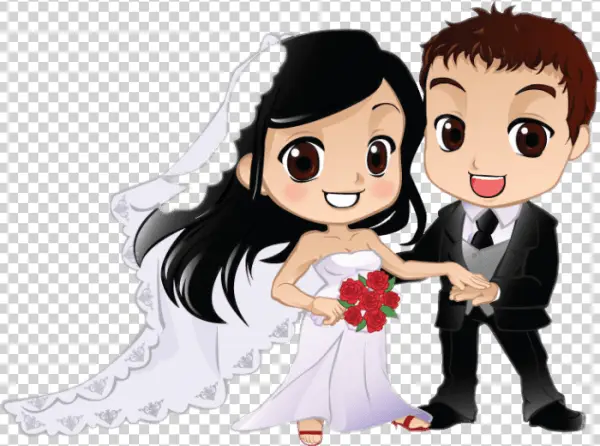 Cute Cartoon Wedding Couple PNG Transparent Background