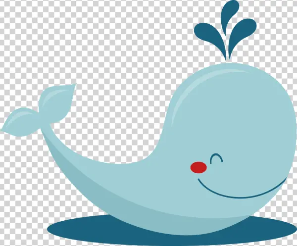 Cute Cartoon Whale with Spout PNG Transparent Background