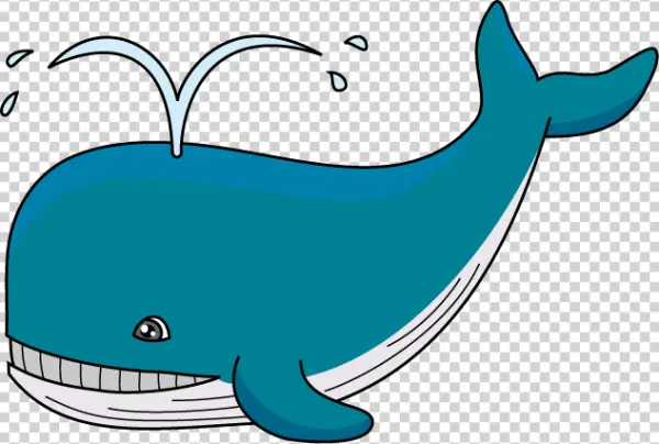 Cute Cartoon Whale Spouting Water PNG