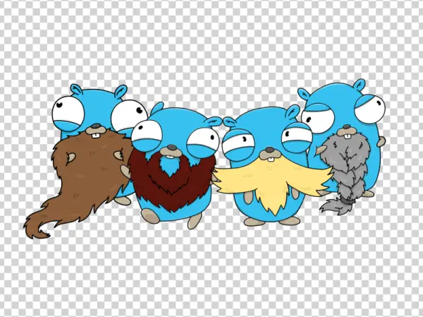 Go Gophers with Beards PNG Transparent Background