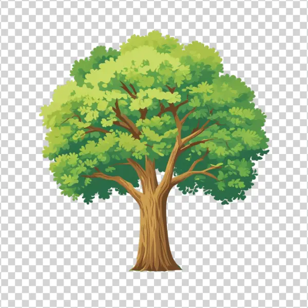 Illustrated Green Tree PNG Transparent Background
