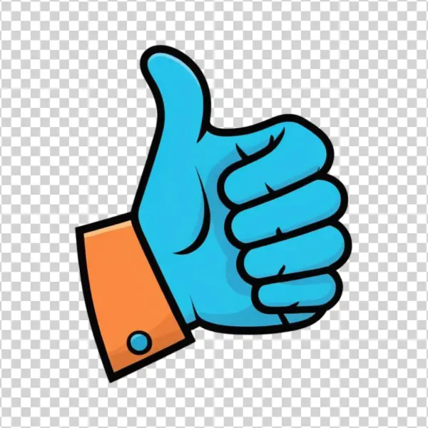 Blue Thumbs Up Hand Sticker PNG Transparent Background