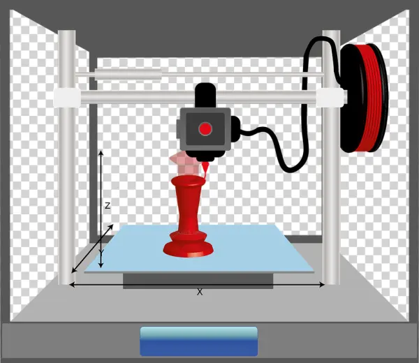 3D Printer Printing Red Object PNG Transparent