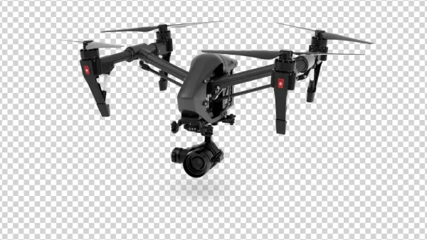 Professional Black Drone with Camera PNG Transparent Background