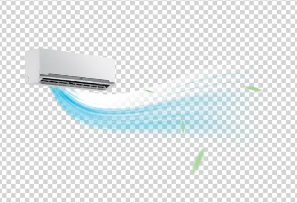 Air Conditioner Blowing Cool Air with Leaves PNG