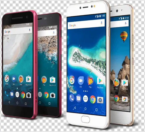 Group of Modern Smartphones PNG Transparent Background