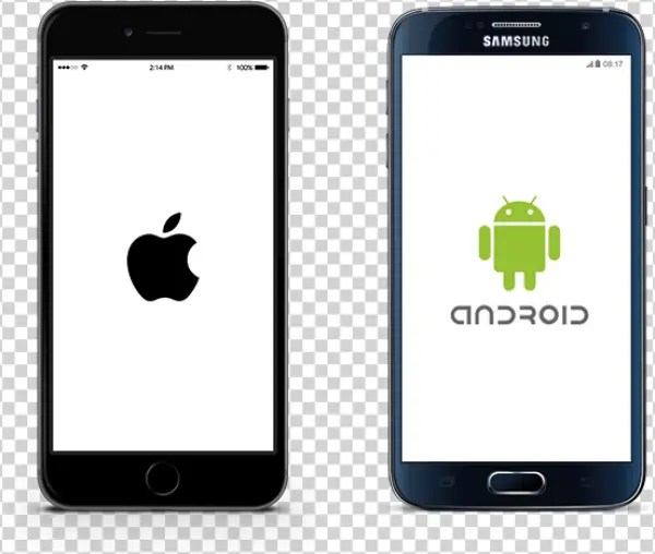 Apple and Android Smartphones PNG Transparent Background
