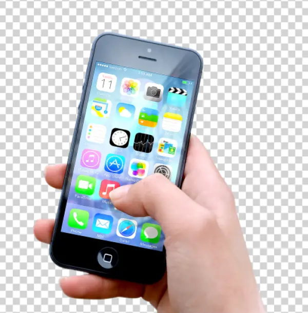 Hand Interacting with iPhone PNG Transparent
