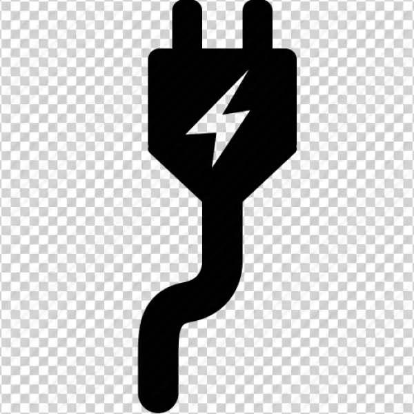 Power Plug Icon with Lightning Bolt PNG
