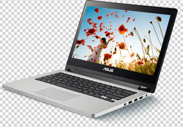 ASUS Laptop with Poppy Field Screen PNG