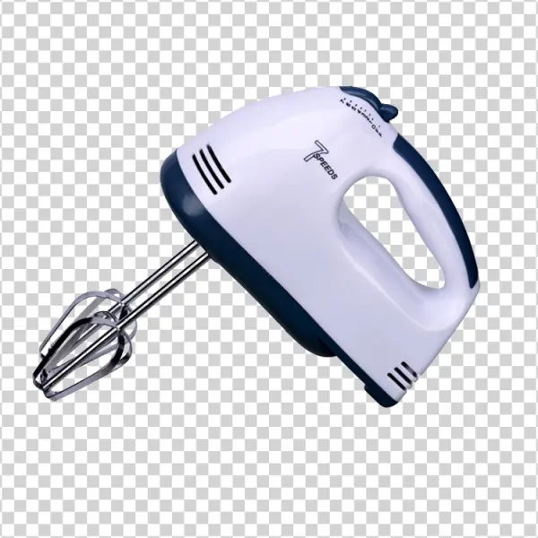 White and Blue Electric Hand Mixer PNG Transparent Background