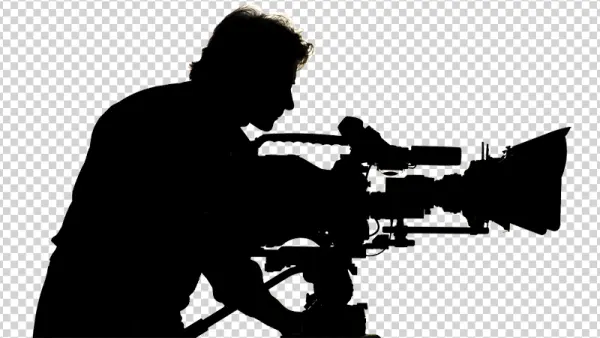 Filmmaker with Camera Silhouette PNG Transparent