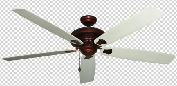 Classic Brown Ceiling Fan with White Blades PNG Transparent Background
