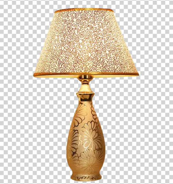Elegant Golden Table Lamp PNG Transparent Background