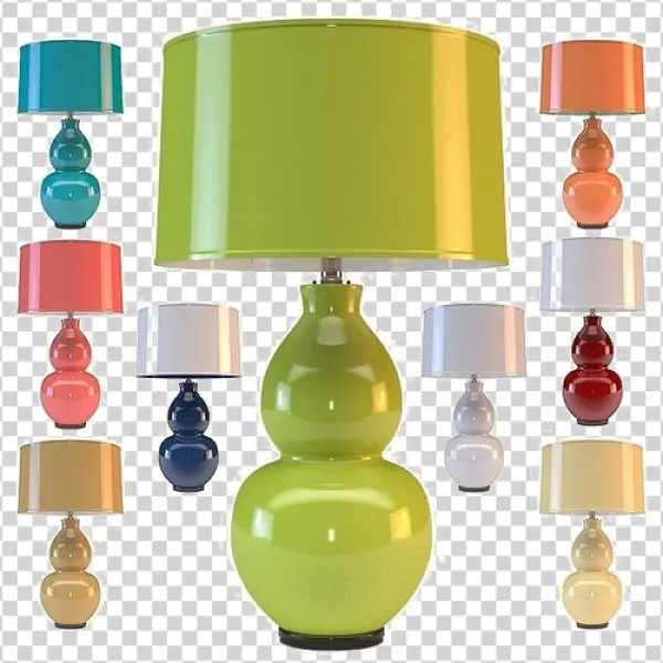 Colorful Gourd Table Lamps Set PNG Transparent Background