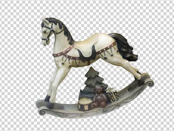 Vintage Rocking Horse with Christmas Decorations PNG
