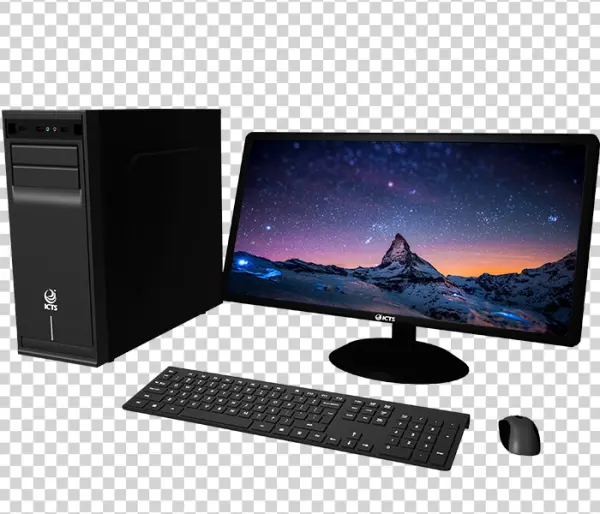 ICTS Black Desktop Computer Setup PNG Transparent