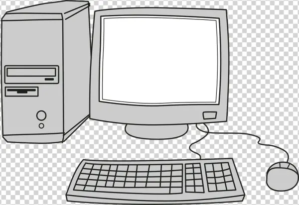 Cartoon Desktop Computer Setup PNG Transparent
