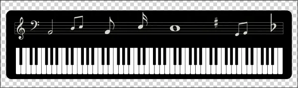Piano Keyboard and Music Staff PNG