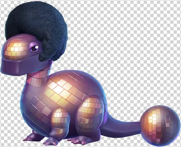 Purple Disco Dinosaur with Afro PNG Transparent