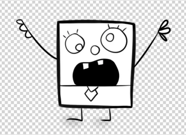 Screaming Cartoon Face Line Art PNG