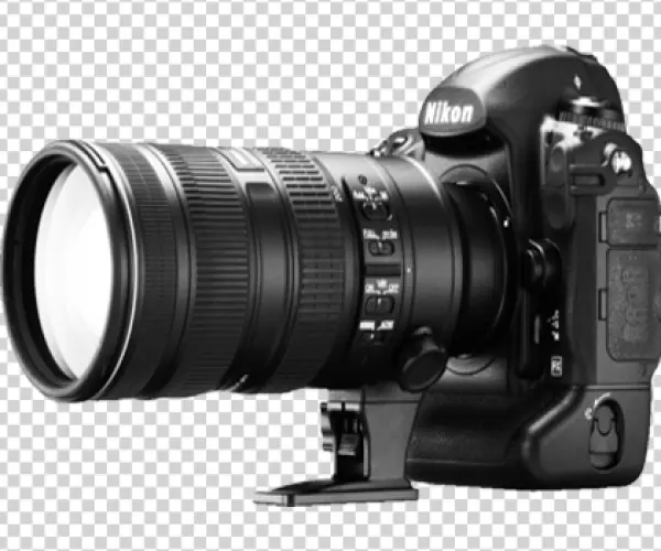Nikon DSLR Camera with Telephoto Lens PNG