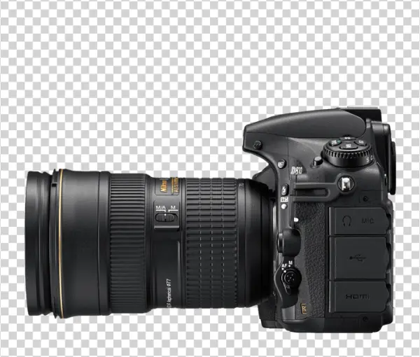 Nikon D810 DSLR Camera with Lens PNG Transparent Background