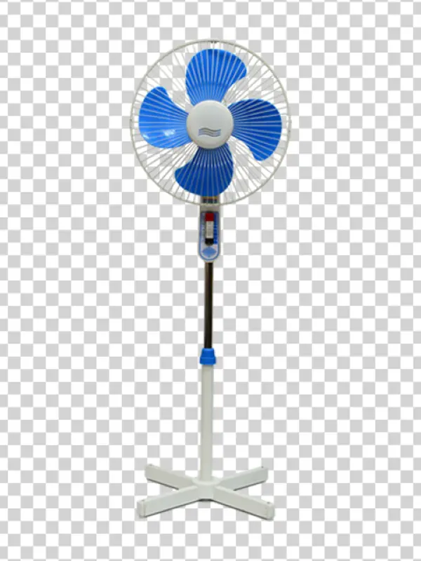 Blue and White Pedestal Fan PNG Transparent Background