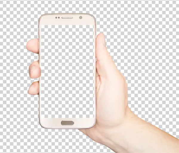 Hand Holding Golden Smartphone PNG Transparent Background
