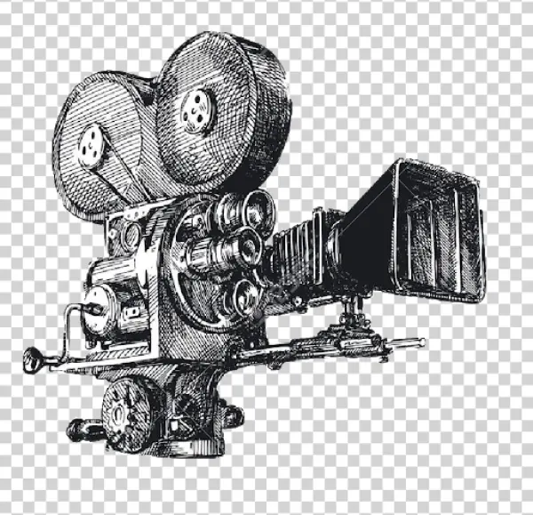 Vintage Film Camera Sketch PNG Transparent Background