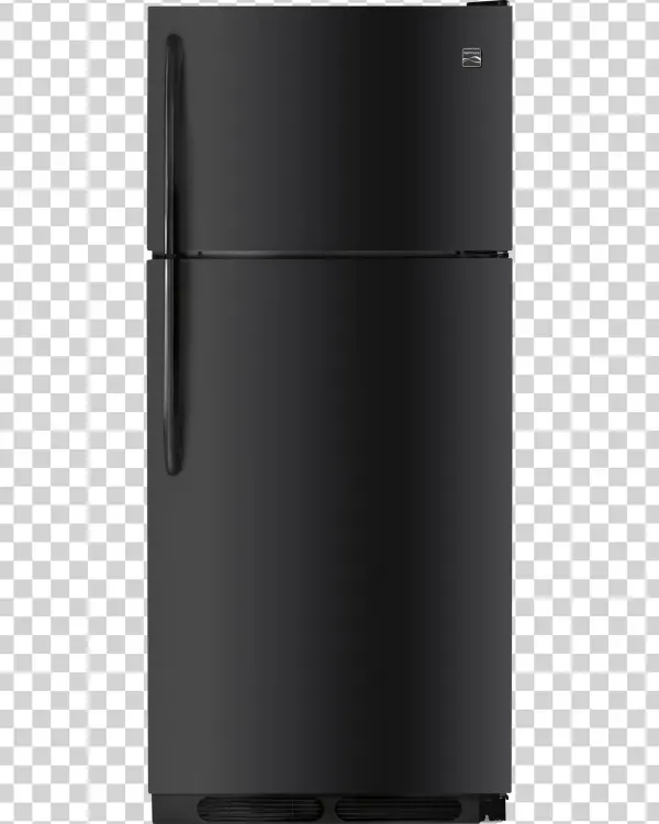 Black Top-Freezer Refrigerator PNG Transparent Background