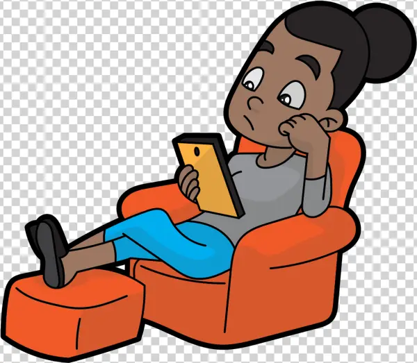 Cartoon Person on Tablet Transparent Background