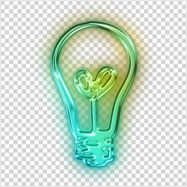 Neon Glowing Light Bulb with Heart PNG