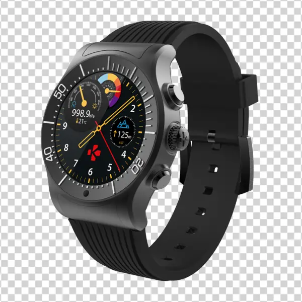 Black Smartwatch with Digital Display PNG