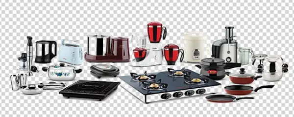 Assorted Kitchen Appliances and Cookware PNG