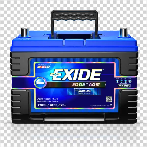 Exide Edge AGM Car Battery PNG Transparent Background