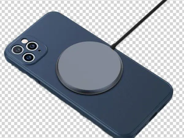 Dark Blue iPhone with MagSafe Charger PNG