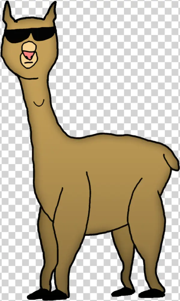 Cool Llama with Sunglasses PNG Transparent Background