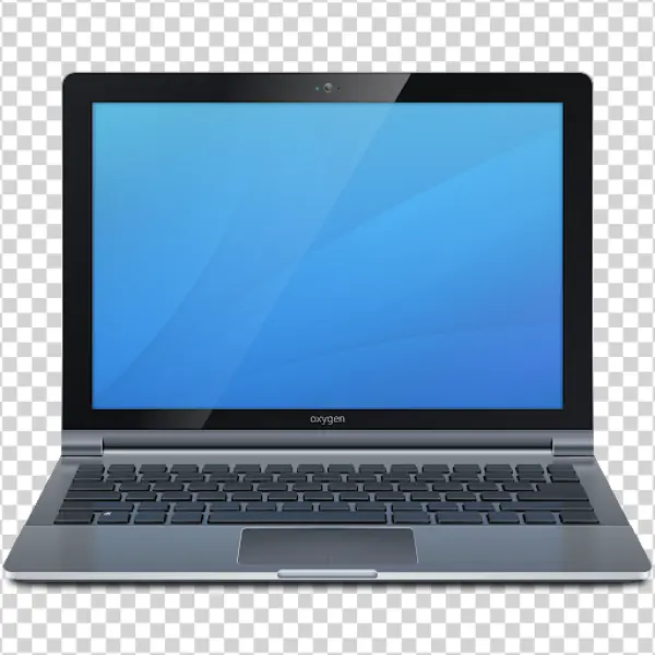 Sleek Laptop with Blue Screen PNG Transparent Background