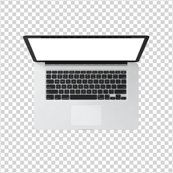 Laptop Top View PNG with Blank Screen