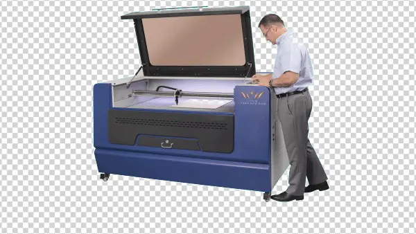 Man Operating Laser Cutting Machine PNG Transparent Background