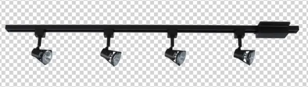 Black Track Lighting System with Four Spotlights PNG